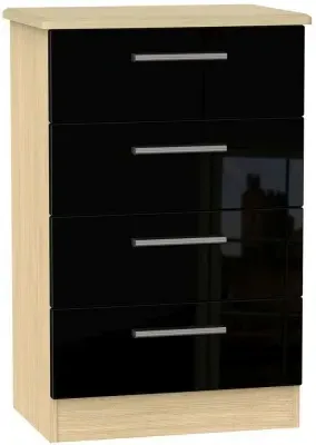 Knightsbridge 4 Drawer Midi Chest - Black, Oak