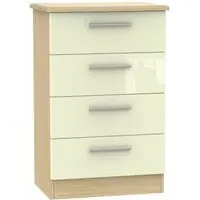Knightsbridge 4 Drawer Midi Chest - Cream, Oak