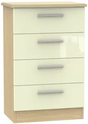 Knightsbridge 4 Drawer Midi Chest - Cream, Oak