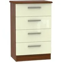 Knightsbridge 4 Drawer Midi Chest - Cream, Walnut