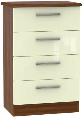 Knightsbridge 4 Drawer Midi Chest - Cream, Walnut