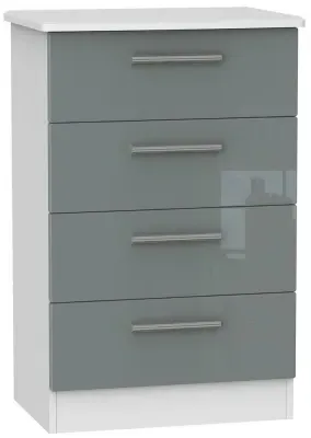 Knightsbridge 4 Drawer Midi Chest - Grey, White