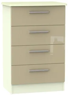 Knightsbridge 4 Drawer Midi Chest - Mushroom, Cream