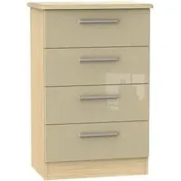Knightsbridge 4 Drawer Midi Chest - Mushroom, Light Oak