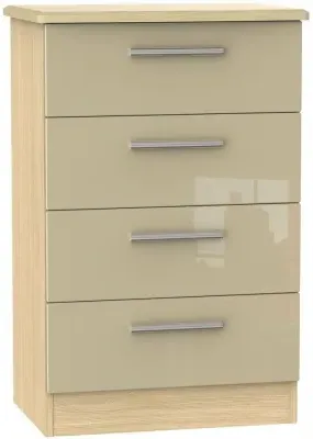 Knightsbridge 4 Drawer Midi Chest - Mushroom, Light Oak