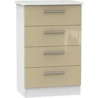 Knightsbridge 4 Drawer Midi Chest - Mushroom, White