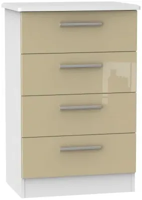 Knightsbridge 4 Drawer Midi Chest - Mushroom, White image