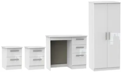 Knightsbridge 4 Piece Bedroom Set with 2 Door Wardrobe - White image