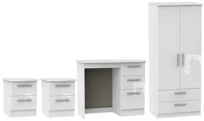 Knightsbridge 4 Piece Bedroom Set with 2 Door Wardrobe - White