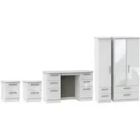 Knightsbridge 4 Piece Bedroom Set with 3 Door Combi Wardrobe - White