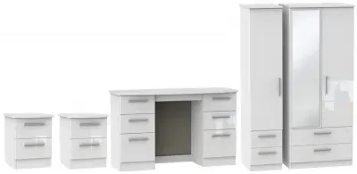 Knightsbridge 4 Piece Bedroom Set with 3 Door Combi Wardrobe - White