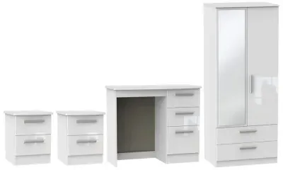 Knightsbridge 4 Piece Bedroom Set with Combi Wardrobe - White