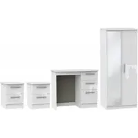 Knightsbridge 4 Piece Bedroom Set with Mirror Wardrobe - White