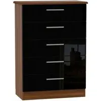 Knightsbridge 5 Drawer Chest - Black, Walnut