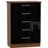 Knightsbridge 5 Drawer Chest - Black, Walnut