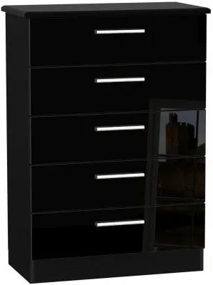 Knightsbridge 5 Drawer Chest - Black image