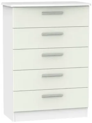 Knightsbridge 5 Drawer Chest - Cashmere, White