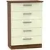Knightsbridge 5 Drawer Chest - Cream, Walnut