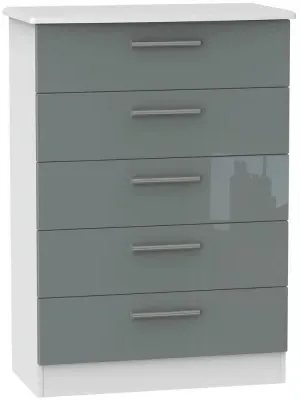 Knightsbridge 5 Drawer Chest - Grey, White
