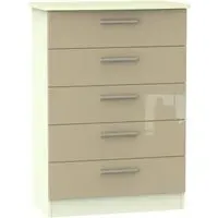 Knightsbridge 5 Drawer Chest - Mushroom, High Gloss