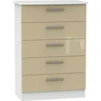 Knightsbridge 5 Drawer Chest - Mushroom, White