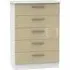 Knightsbridge 5 Drawer Chest - Mushroom, White