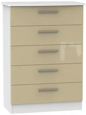 Knightsbridge 5 Drawer Chest - Mushroom, White image