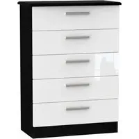 Knightsbridge 5 Drawer Chest - White, Black