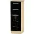 Knightsbridge 5 Drawer Narrow Chest - Black Gloss, Oak
