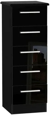 Knightsbridge 5 Drawer Narrow Chest - Black image