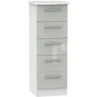 Knightsbridge 5 Drawer Narrow Chest - Cashmere Gloss, White