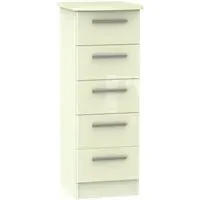 Knightsbridge 5 Drawer Narrow Chest - Cream