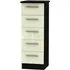 Knightsbridge 5 Drawer Narrow Chest - Cream Gloss, Black