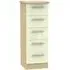 Knightsbridge 5 Drawer Narrow Chest - Cream Gloss, Light Oak