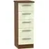 Knightsbridge 5 Drawer Narrow Chest - Cream Gloss, Walnut