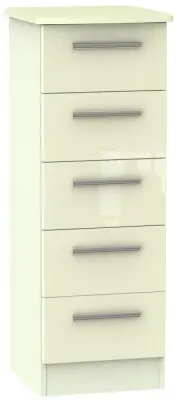 Knightsbridge 5 Drawer Narrow Chest - Cream