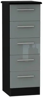 Knightsbridge 5 Drawer Narrow Chest - Grey, Black image