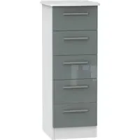 Knightsbridge 5 Drawer Narrow Chest - Grey, White