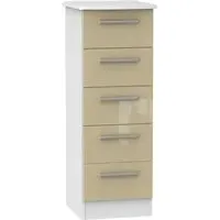 Knightsbridge 5 Drawer Narrow Chest - Mushroom, White