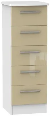 Knightsbridge 5 Drawer Narrow Chest - Mushroom, White image