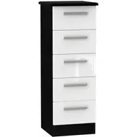 Knightsbridge 5 Drawer Narrow Chest - White