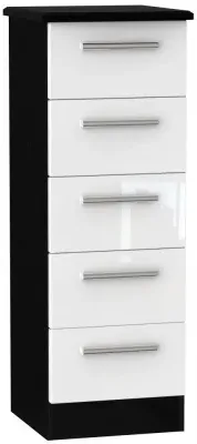 Knightsbridge 5 Drawer Narrow Chest - White