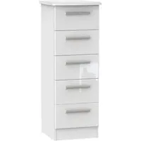 Knightsbridge 5 Drawer Narrow Chest - White