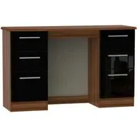 Knightsbridge 6 Drawer Double Dressing Table - Black, Walnut