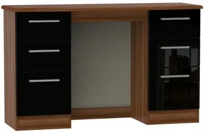 Knightsbridge 6 Drawer Double Dressing Table - Black, Walnut