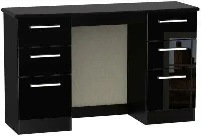 Knightsbridge 6 Drawer Double Dressing Table - Black image