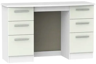Knightsbridge 6 Drawer Double Dressing Table - Cashmere, White