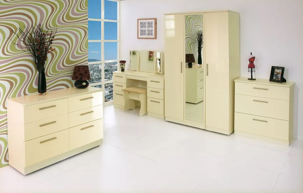 Knightsbridge 6 Drawer Double Dressing Table - Cream