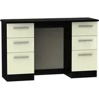 Knightsbridge 6 Drawer Double Dressing Table - Cream, Black