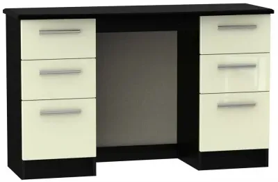 Knightsbridge 6 Drawer Double Dressing Table - Cream, Black